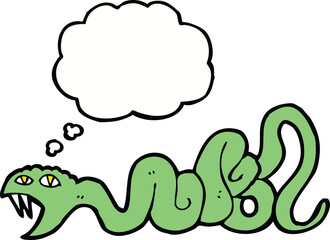 cartoon snake with thought bubble
