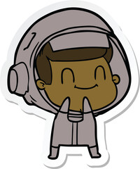 sticker of a happy cartoon astronaut