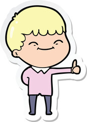 sticker of a cartoon happy boy