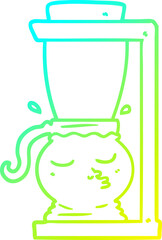 cold gradient line drawing of a cartoon filter coffee machine