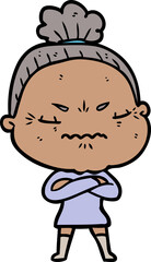 cartoon annoyed old lady