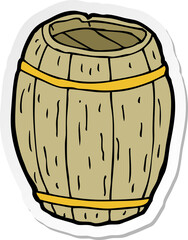 sticker of a cartoon wooden barrel