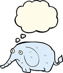 cartoon sad little elephant with thought bubble
