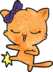 cartoon cat with bow on head