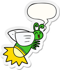 cartoon glow bug with speech bubble sticker