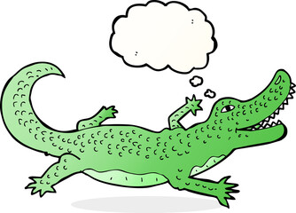 cartoon crocodile with thought bubble
