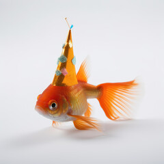 Grumpy Goldfish Wearing A Party Hat