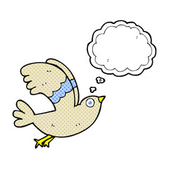 freehand drawn thought bubble cartoon bird