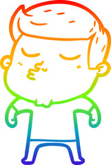 rainbow gradient line drawing of a cartoon model guy pouting