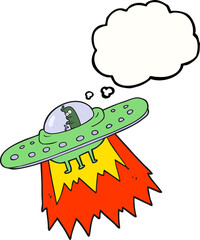 freehand drawn thought bubble cartoon ufo