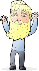 cartoon bearded man waving arms