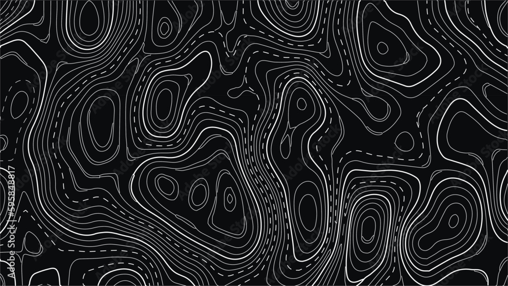 Poster stylized topographic map outline height in lines and contours. the concept of a conditional geograph