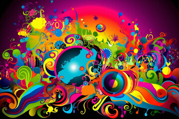 Magic imaginary world full with color and happiness. Generative ai.