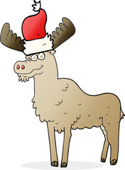 freehand drawn cartoon christmas moose
