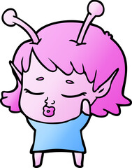 cute alien girl cartoon