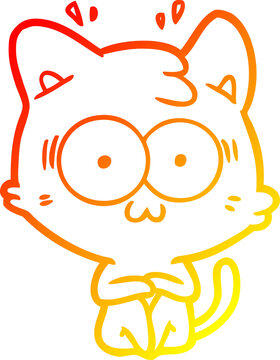 recommend clip art: warm gradient line drawing of a cartoon surprised cat