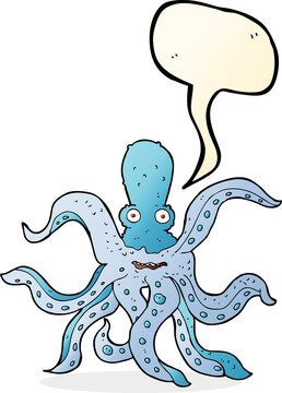 cartoon giant octopus with speech bubble