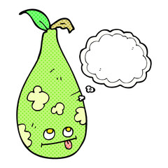 freehand drawn thought bubble cartoon pear
