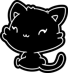 cartoon icon of cute kawaii kitten