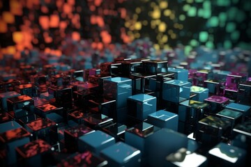Fototapeta premium Abstract background with colored cubes, Generative AI