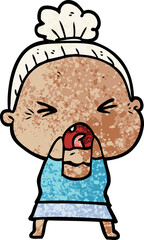 cartoon angry old woman
