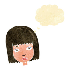 Obraz na płótnie Canvas cartoon female face with thought bubble