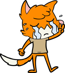 crying waving fox cartoon