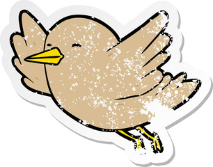 distressed sticker of a cartoon bird