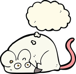 cartoon white mouse with thought bubble
