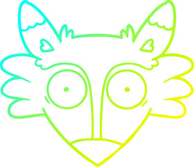 cold gradient line drawing of a cartoon startled fox