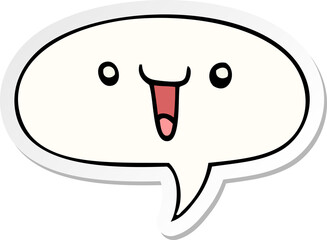 cute happy cartoon face with speech bubble sticker