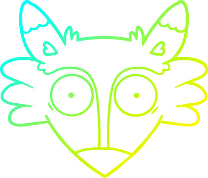 recommend clip art: cold gradient line drawing of a cartoon startled fox