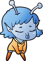 cute alien girl cartoon
