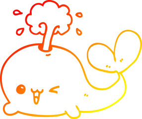 warm gradient line drawing of a cartoon whale