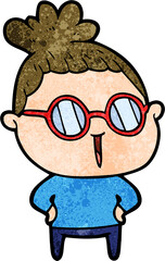 cartoon woman wearing spectacles