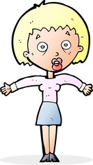 cartoon woman shrugging shoulders