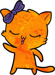 cartoon cat with bow on head