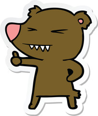 sticker of a cartoon bear giving thumbs up