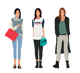 Obraz premium Casual outfit vector girls