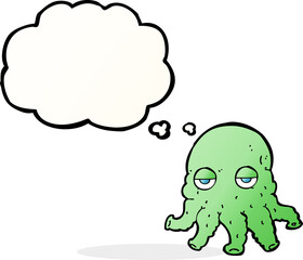 cartoon alien squid face with thought bubble