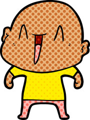 happy cartoon bald man