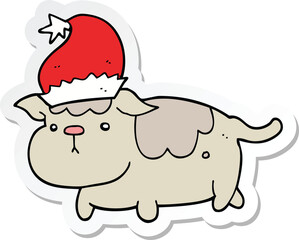 sticker of a cute christmas dog