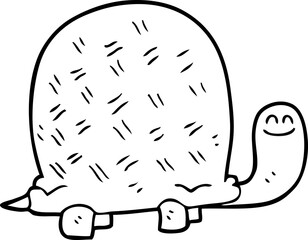 freehand drawn black and white cartoon turtle