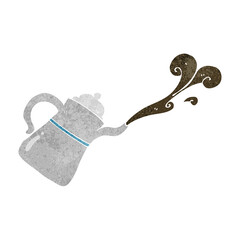 freehand retro cartoon coffee pot pouring