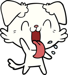 cartoon panting dog waving