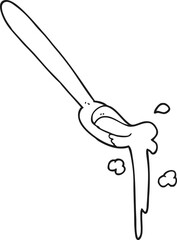 freehand drawn black and white cartoon spoonful