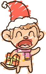 Christmas Monkey Chalk Drawing