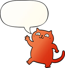 cartoon cat with speech bubble in smooth gradient style