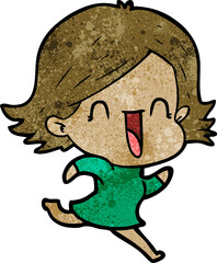 cartoon happy woman