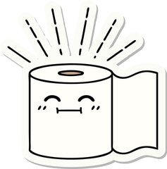 sticker of a tattoo style toilet paper character